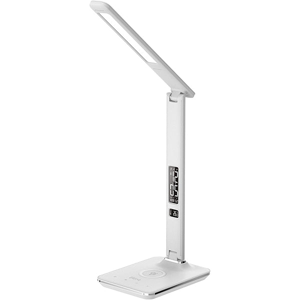 Groov-e GVWC04WE ARES LED Desk Lamp with Wireless Charging Pad & Clock - White - KeansClaremorris