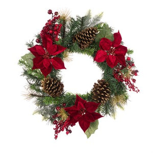 Poinsettia Berry Pine Wreath - KeansClaremorris