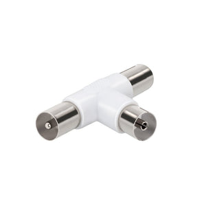 Coaxial antenna splitter 2 x 9,5 mm male to 1 x 9,5 mm female. Nickel plated - KeansClaremorris