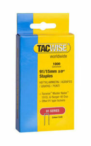 91 Narrow Crown Staples 15mm - Electric Tackers Pack 1000 - KeansClaremorris